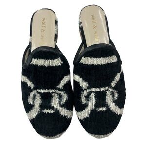 Anthropologie Wolf & Willa Rounded Mule Slide Chain Design Size EU 37